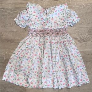 Cecil and Lou Floral Kids Dress with Ruffled Collar